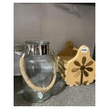 WOULD HANDLE BASKET WITH FLOWER DESIGN 9 INCHES