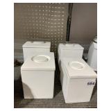 4 WHITEWASH FINISH CANISTERS WOOD VINTAGE AND