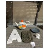 CZECHOSLOVAKIAN TEAPOT CARVED INDIA TRIVET,