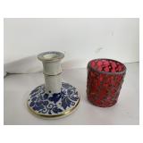 BARDLEY WARE CANDLE STICK HOLDER, MOSAIC CANDLE