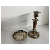 SILVER TRINKET DISH, SILVER/COPPER CANDLE STICK