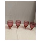 FOUR BEAUTIFUL CRANBERRY PEDESTAL GLASSES 4 1/2