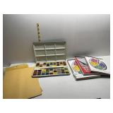 PALETTE LETTERS AND WATERCOLOR PAINTS IN TIN