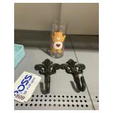 TWO DOUBLE WALL HOOK AND TENDERHEART BEAR GLASS