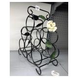 IRON WINE RACK WITH ROSE ACCENT