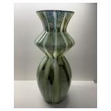 GREEN 17.5" H MULTI TONE GLASS VASE