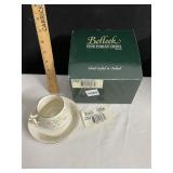 BELLEEK FINNER CUP AND SAUCER WITH BOX