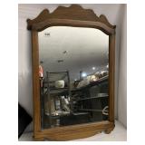 VINTAGE WOOD MIRROR 29 INCHES HIGH X 20 INCHES