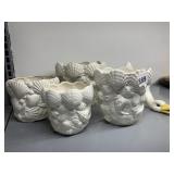 SHELL PLANTER AND CERAMIC DUCK (2 PLANTERS HAVE