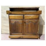 PINE DRY SINK 2 DRAW TO DOOR BASE ON CASTERS NO