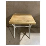 IRON BASE WOOD TOP TABLE 16 INCHES WIDE X 18.5