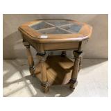 OCTAGON GLASS INSET 2 TIER TABLE