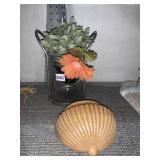 PEWTER FINISH DOUBLE HANDLED VASE WITH FAUX