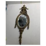 VICTORIAN ROCOCO ORNATE BRASS WALL MIRROR FLORAL