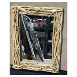 MIRROR FRAMED STICK PIECES 25 INCHES BY 20 INCHES