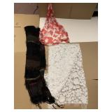 3 SCARVES KNITTED LONG SCARF W/ BEAD TRIM, WHITE