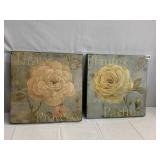 TWO ROSE PICTURES ON CANVAS