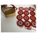 HAND CROCHET COASTERS W/ GLASS INSET AND SMALL