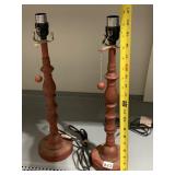 2 RED CANDLESTICK LAMPS W/ HARPS