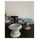 THREE PEDESTAL CANDLE STANDS