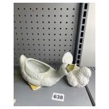 DUCK PLANTER AND BIRD