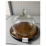 WOOD CHEESE GLASS COVERED DOME