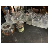 BUD STARTER VASES, JAR WITH LID, CANDY DISH