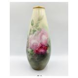 HAND PAINTED VASE WITH ROSE DESIGN 10- AND