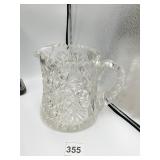 CUT GLASS WATER PITCHER, 6X6.5