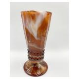 IMPERIAL CARAMEL SWIRL GLASS PEDESTAL GLASS VASE