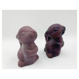 PURPLE SATIN GLASS BUNNY 2.25" H