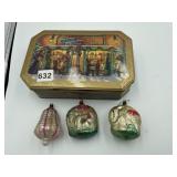 2 HAND BLOWN ORNAMENTS, INCLUDING PENGUINS AND