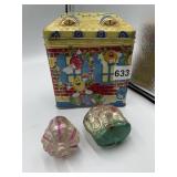 3 HAND BLOWN ORNAMENTS, 2 ELEPHANTS