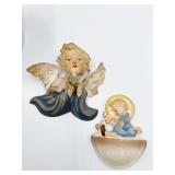 HUMMEL HOLY WATER FONT AND LEFTON ANGEL WALL