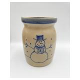 CROCK WITH SNOWMAN, 4X5.5