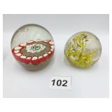 MILLEFIORI 1000 FLOWERS PAPER WEIGHT AND YELLOW