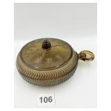 IMPERIAL GLASS CLOCK W/ LID 8" D