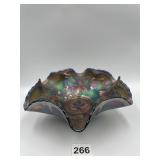 9" CARNIVAL GLASS ACORN AND LEAF BOWL