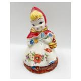 8" CERAMIC LITTLE RED RIDING HOOD, HAND PAINTED