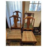 4 SOLID WOOD KITCHEN CHAIRS, ONE ODD