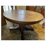 48" ROUND SOLID WOOD PEDESTAL TABLE,  PLEASE COME
