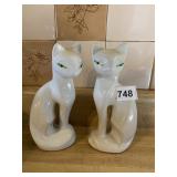 MATCHING CAT FIGURES, ONE WITH REPAIRS