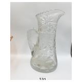 ETCHED PITCHER 10.5" H APPLIED HANDLE FLOWER