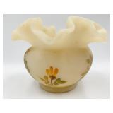 FENTON RUFFLE EDGE BOWL HAND PAINTED SALLY