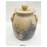 SALMON FALLS 6" SALT GLAZE CROCK WITH LID, BEAR