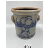 SALMON FALLS 5" SALT GLAZE CROCK WITH BEAR ABD