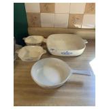 VINTAGE CORNFLOWER CORNING BAKING DISHES AND