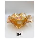 CARNIVAL GLASS DIAMOND PATTERN 6 1/4 INCH BOWL