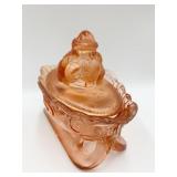 PINK WESTMORELAND SANTA IN SLEIGH 6 INCH WIDE