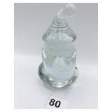 6" GLASS SANTA WITH TASSEL HAT CLEAR GLASS